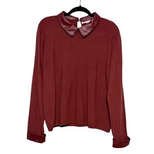 Siani Milano Dark‎ Academia Sweater Womens Size XL Faux Leather Gothic Prep